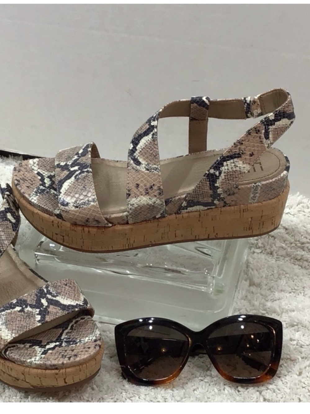 Lucca Lane Olympia snakeskin platform sandals 8